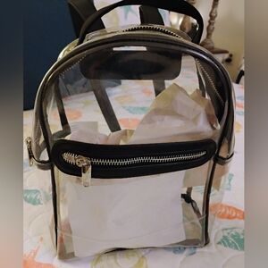 Wild Fable Black Transparent Backpack with Minimalist Design